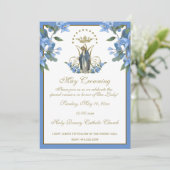 Religiöse May kront Mary Mütter Day floral Einladung (Stehend Vorderseite)