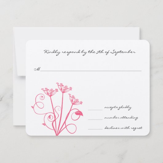 Religiöse Monogram Pink Wildblume Wedding RSVP (Rückseite)