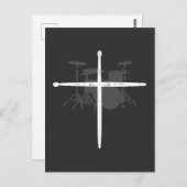 Religiöse Musikertrommel Sticks Cross Drummer Postkarte (Vorne/Hinten)