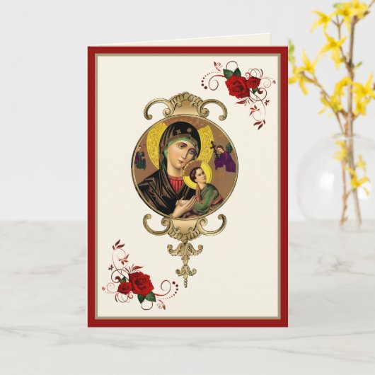 Religiöse Mutter Perpetual Help katholische Jesus  Karte (Gelbe Blume)
