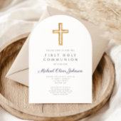 Religiöse Navy Blue Boy First Communion Arch Einladung