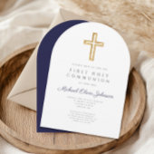 Religiöse Navy Blue Boy First Communion Arch Einladung