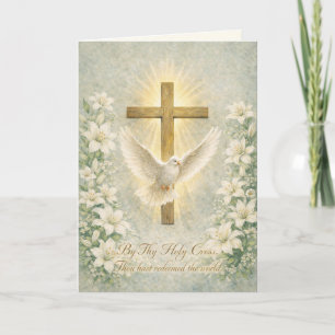 Religiöse Ostergestecke Lilien Kreuz Feiertagskarte