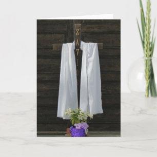 Religiöse Ostergrußkarte, Holzkreuz Feiertagskarte