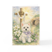 Religiöse Ostern Westie Aquarellkarte