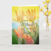 Religiöse Ostertulpen und Kreuz bringen Hoffnung Karte (Gelbe Blume)