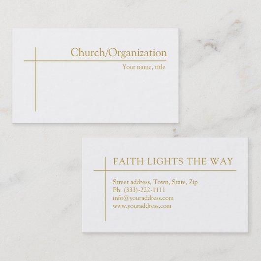 Religiöse Pfarrgemeinde Golden Cross Minimalistisc Visitenkarte (Vorne/Hinten)