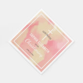Religiöse Pink Watercolor Girl Christening Serviette (Ecke)