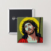 Religiöse Pop-Art-Dornenkrone Halftone Comic P Button (Vorne & Hinten)