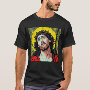 Religiöse Pop-Art-Dornenkrone Halftone Comic P T-Shirt