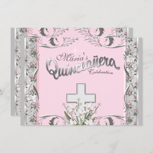 Religiöse Quinceanera Einladung (Vorne/Hinten)