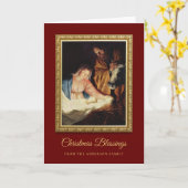 Religiöse Red Gold Krippe Weihnachtsfeiertag Karte (Gelbe Blume)