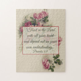 Religiöse Rosen Sprichwort-3:5 Scripture w/pink Puzzle