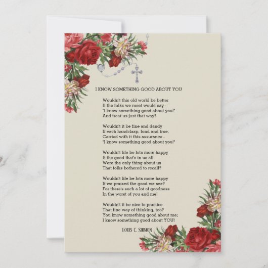 Religiöse Rote Rosen Heiliger Rosenkranz (Vorderseite)