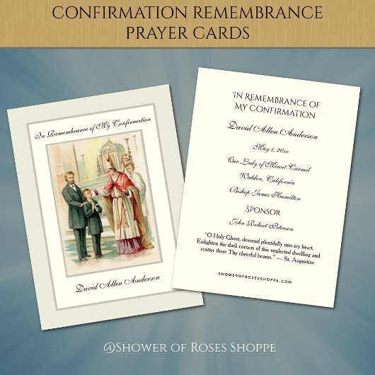 Religiöse Sacrament Confirmation Boy Holy Card — Begleitkarte