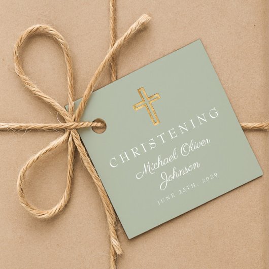 Religiöse Sage Green Cross Christening Geschenkanhänger
