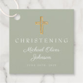Religiöse Sage Green Cross Christening Geschenkanhänger (Vorderseite)
