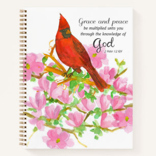 Religiöse Schrift 2 Petrus Kardinal Magnolie beten Notizblock