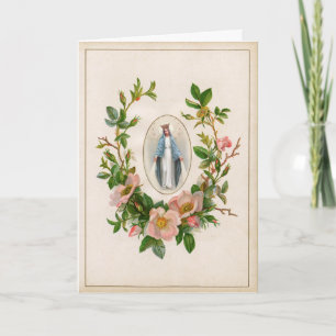 Religiöse Selige Jungfrau Maria Floral Vintage Karte