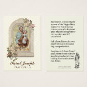 Religiöse St. Joseph Memorare Gebet Heilige Karte (Vorne & Hinten)