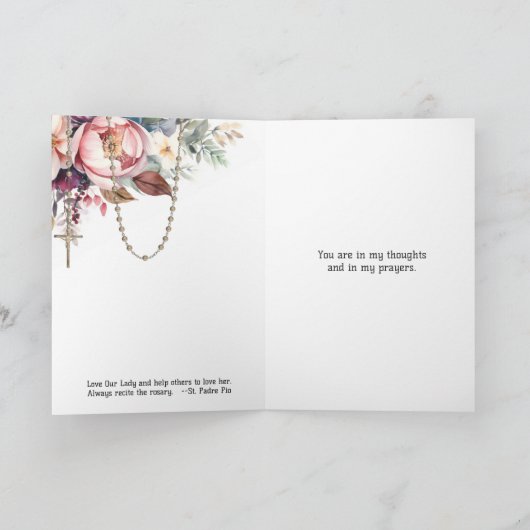 Religiöse St. Padre Pio Blume Rosary Karte (Innenseite)