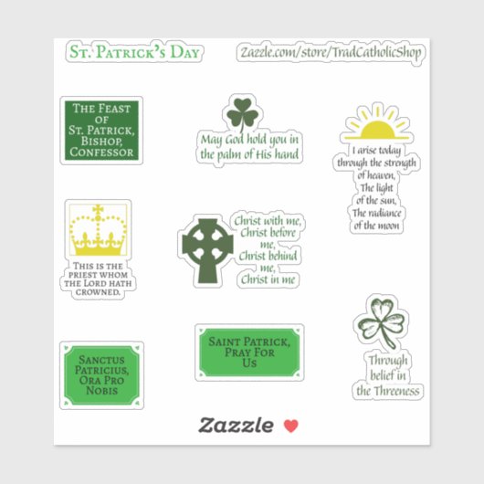 Religiöse St. Patrick' Day Trad Katholischer Plane Aufkleber (Blatt)