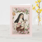 Religiöse St. Therese Carmelite Nun Vintage Karte (Gelbe Blume)