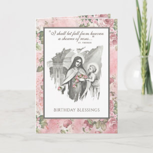 Religiöse St. Therese Katholic Nun Floral Card Karte