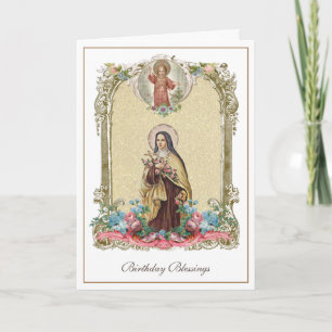 Religiöse St. Therese Katholische Nonne Floral Karte
