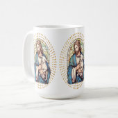 Religiöse Tasse mit Gott, der ein Lamm hält (Vorderseite Links)