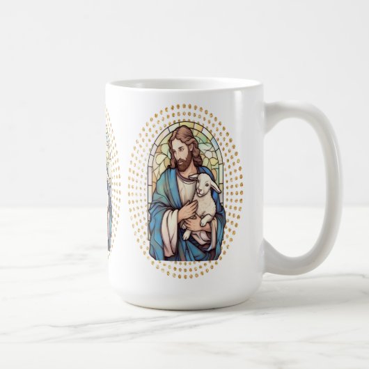 Religiöse Tasse mit Gott, der ein Lamm hält (Rechts)