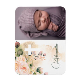Religiöse Taufe Christening Foto Pink Roses Magnet