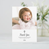 Religiöse Taufe Christening Pink Girl Foto Dankeskarte (Stehend Vorderseite)