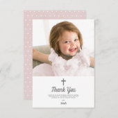 Religiöse Taufe Christening Pink Girl Foto Dankeskarte (Vorne/Hinten)