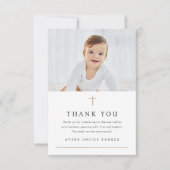 Religiöse Taufe im einfachen Foto des Goldenen Kre Dankeskarte (Vorderseite)