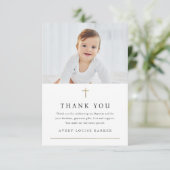 Religiöse Taufe im einfachen Foto des Goldenen Kre Dankeskarte (Stehend Vorderseite)