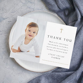 Religiöse Taufe im einfachen Foto des Goldenen Kre Dankeskarte