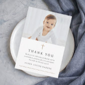 Religiöse Taufe im einfachen Foto des Goldenen Kre Dankeskarte