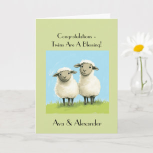 Religiöse Twin Baby Duwer Gratulation, Twins Karte
