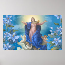 Religiöse Übernahme von Mary Angels Blue Floral Ba Poster