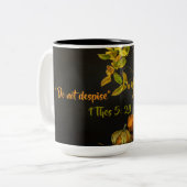 Religiöse Verse Green Blätter Orange Pumpkin Zweifarbige Tasse (Vorderseite Links)