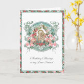 Religiöse Vintage Jungfrau Mary Jesus Floral Karte (Gelbe Blume)