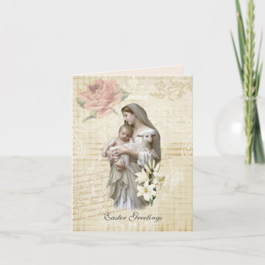 Religiöse Vintage Osterfeier Mary Jesus Floral Karte (Vorderseite)