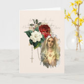 Religiöse Vintage Rose Jungfrau Mary Katholic Card Karte (Gelbe Blume)