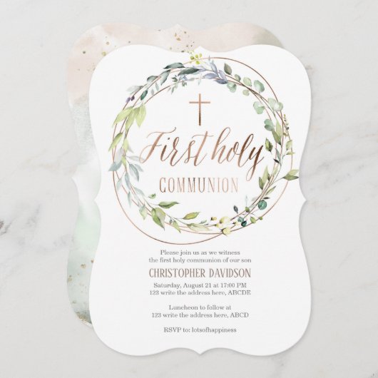 Religiöse, Wasserfarbe, Kreuz, Erste heilige Gemei Einladung (Vorne/Hinten)