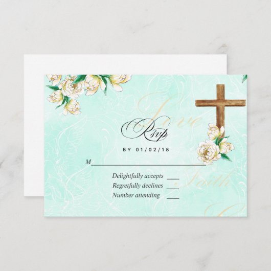 Religiöse Wasserfarben RSVP Karte (Vorne/Hinten)