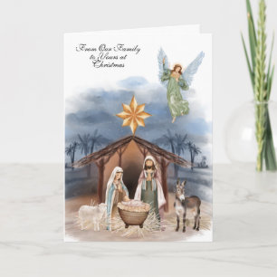 Religiöse Weihnachten Jesus Mary Joseph Watercolor Karte