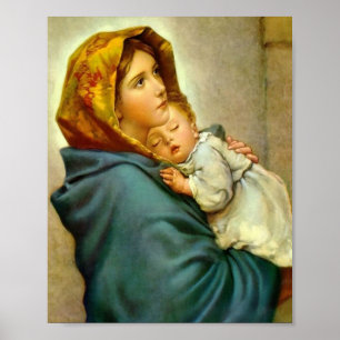 Religiöse Weihnachten Jungfrau Maria Jesus Vintage Poster