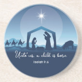 Religiöse Weihnachts-Bibel-Verse-Weihnachtskrippe Getränkeuntersetzer (Vorne)