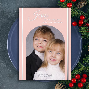 Religiöse Weihnachts-Foto-Jesus-Blush-Folie-Karte Folieneinladung